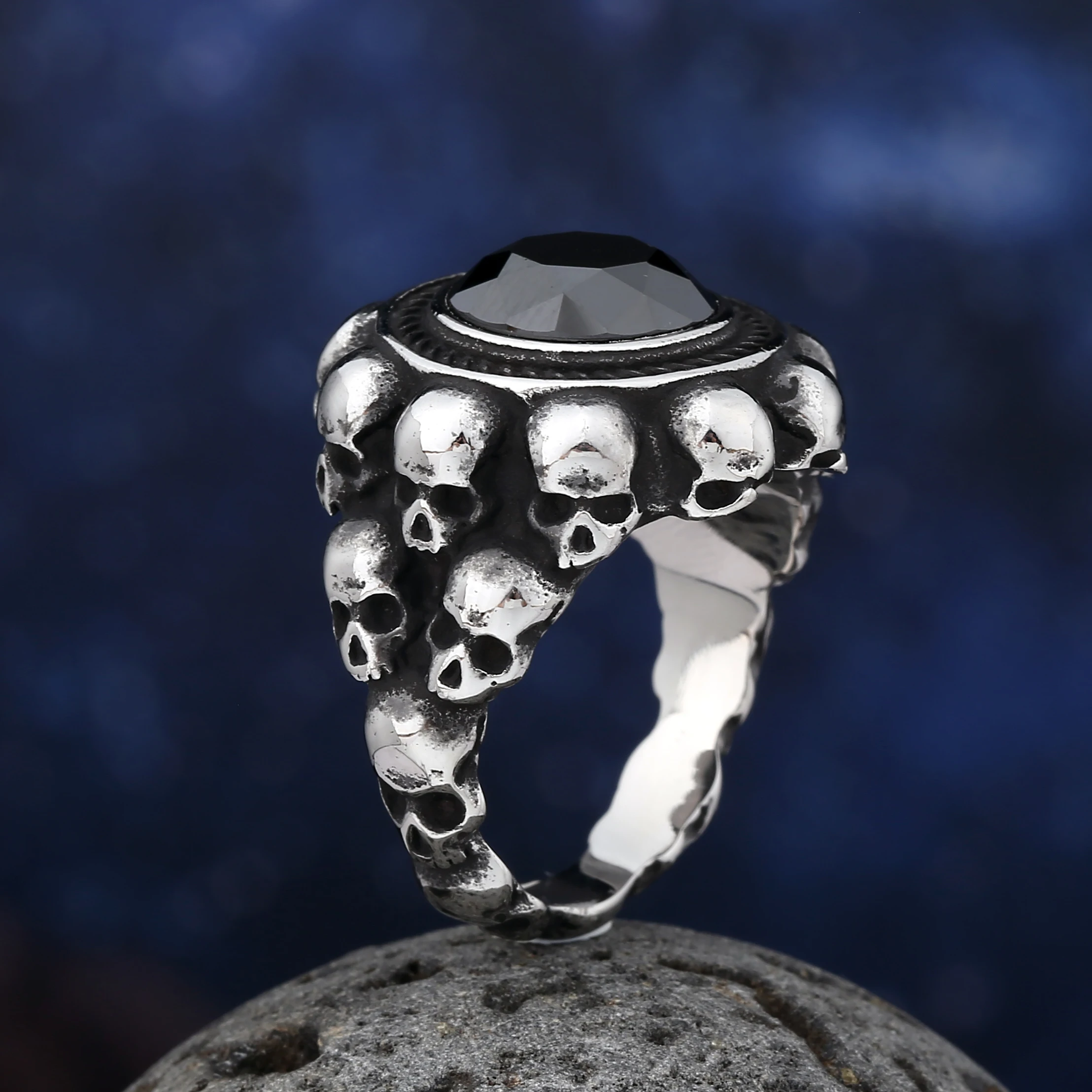 Крутое панк-властное кольцо из нержавеющей стали 316L с тяжелым сахарным черепом