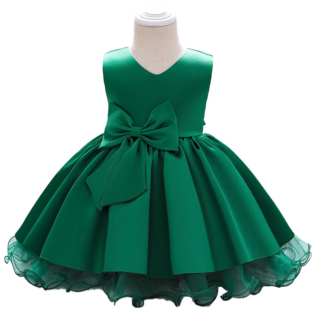 Toddler Kids First Birthday Dress For Baby Girl Stain Clothes Child Infant Dress Green Princess Dresses Flower Party Costume
