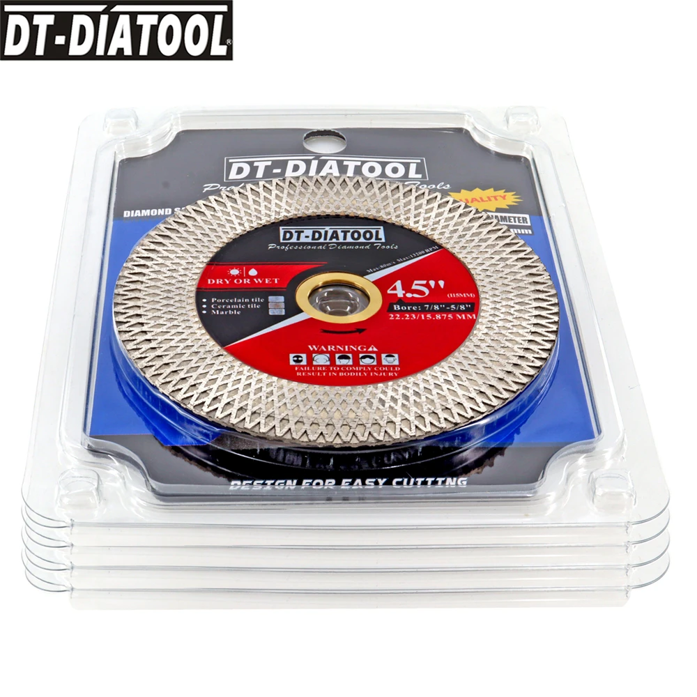 DT-DIATOOL 5pcs Dia115mm Cutting Grinding Blades Ceramic Tile Porcelain Marble Dry Wheel Grit60/70 Arbor22.23mm Diamond Saw Disc