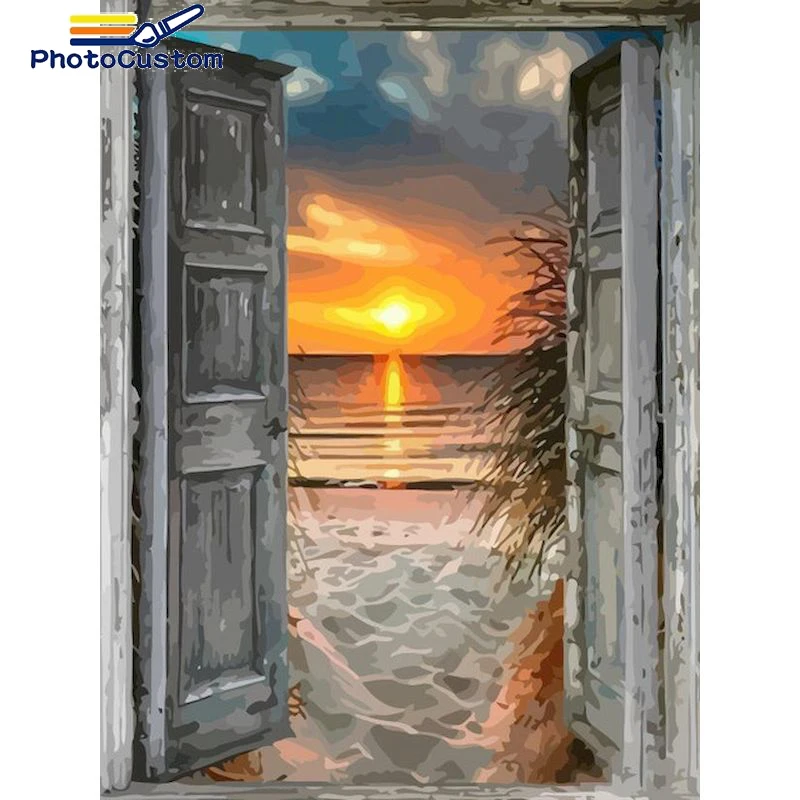 

PhotoCustom Paint By Number sea beach Drawing On Canvas HandPainted Painting Art Gift DIY Pictures By Number scenery Kits Home