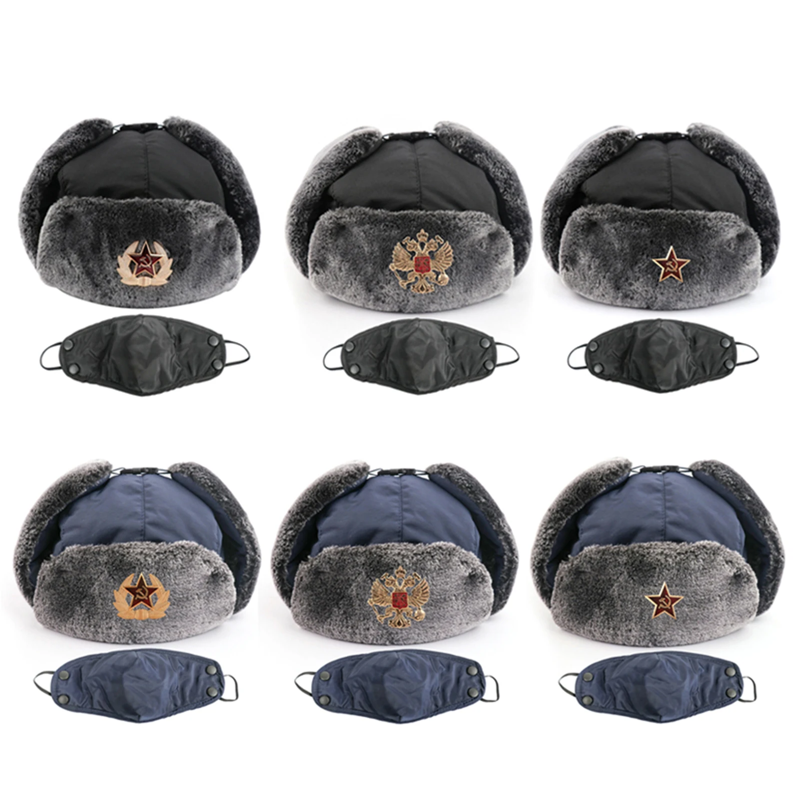 

Men's Winter Thickened Hat Soft Fabric Windproof Full Hood Earflap Hat for Outdoor Motorcycle Biker