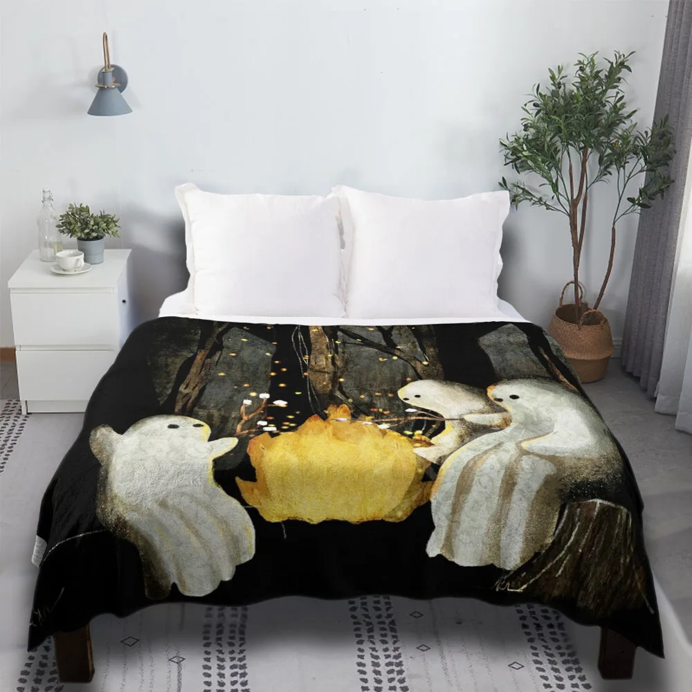 Marshmallows And Ghost Stories Cheap Custom Sofa Woven Art Bed Boho Throw Blanket