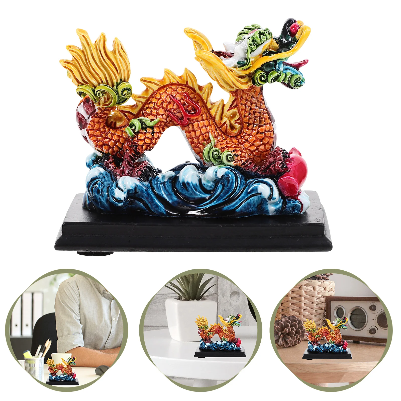 

Cute Travel Memorial Ornament Zodiac Auspicious Dragon Resin Decorative Figurine