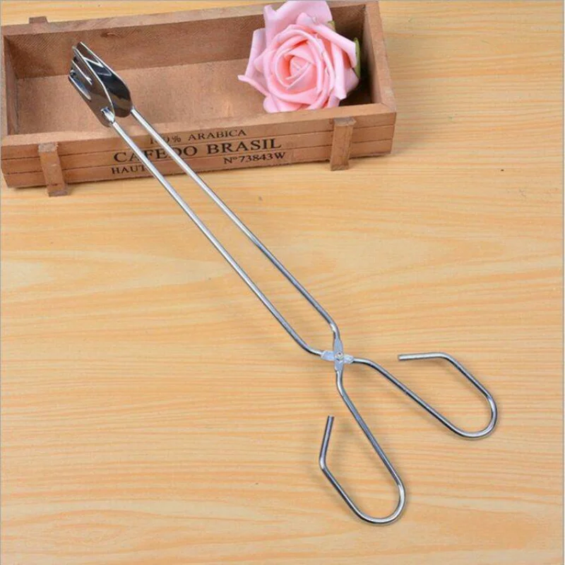 

Barbecue Charcoal Tongs 30.5cm Stainless Steel Tongs Carbon Block Clips Home BBQ Accessories
