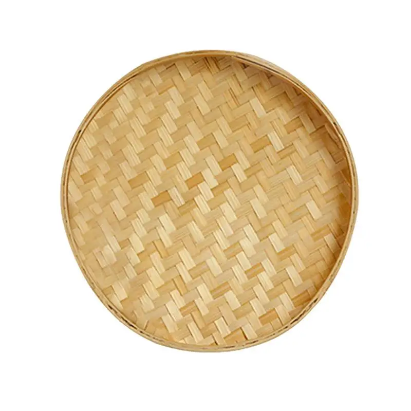 

Hand-woven Bamboo Sieve Hand-painted Bamboo Raft Round Storage Tray Basket Decorative Drying Bamboo Pole Home Shop DIY Decor