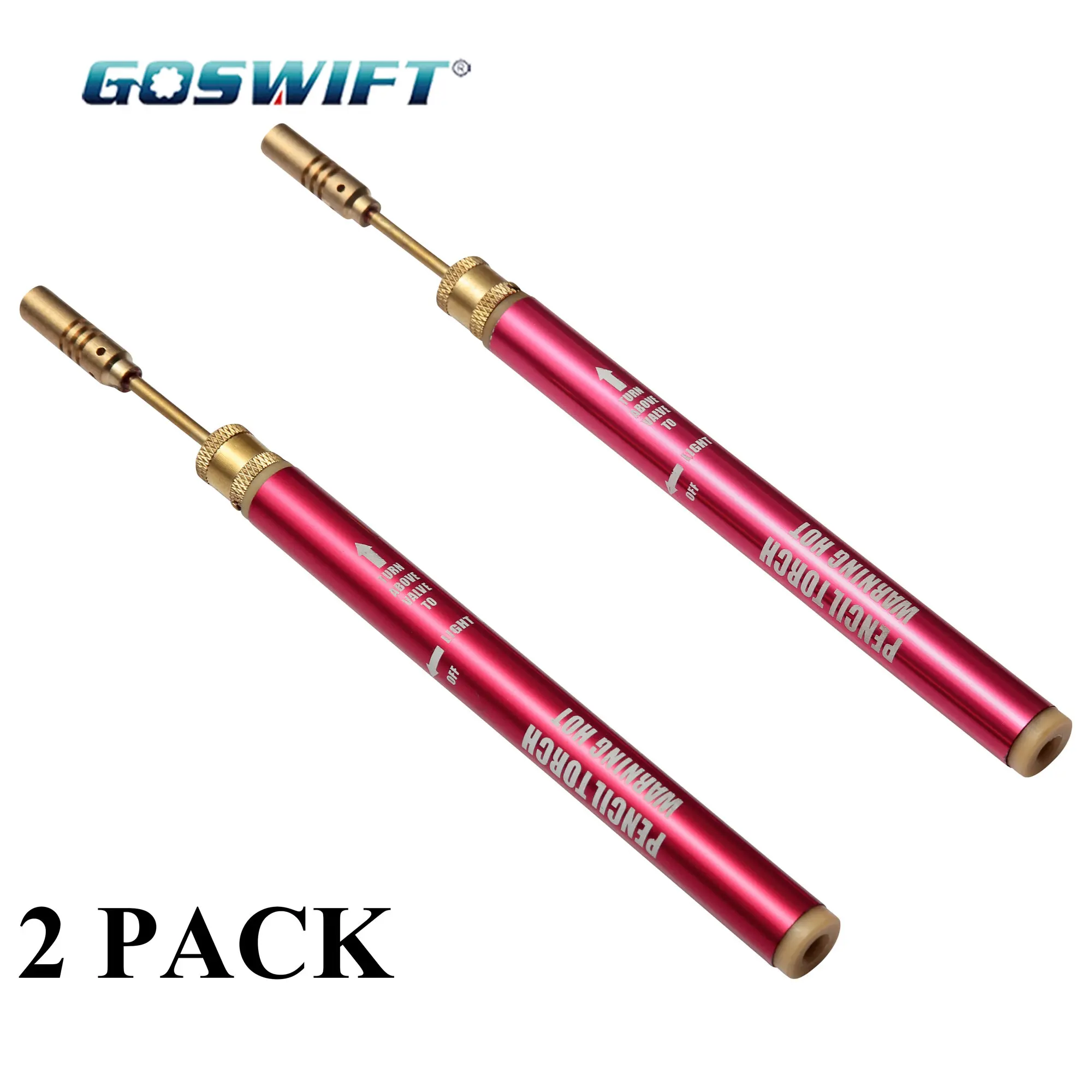 

GOSWIFT 2 Pcs Red Pencil Torch Cordless Butane Powered Pencil-Torch Refillable Gas for Welding Torches Red Color