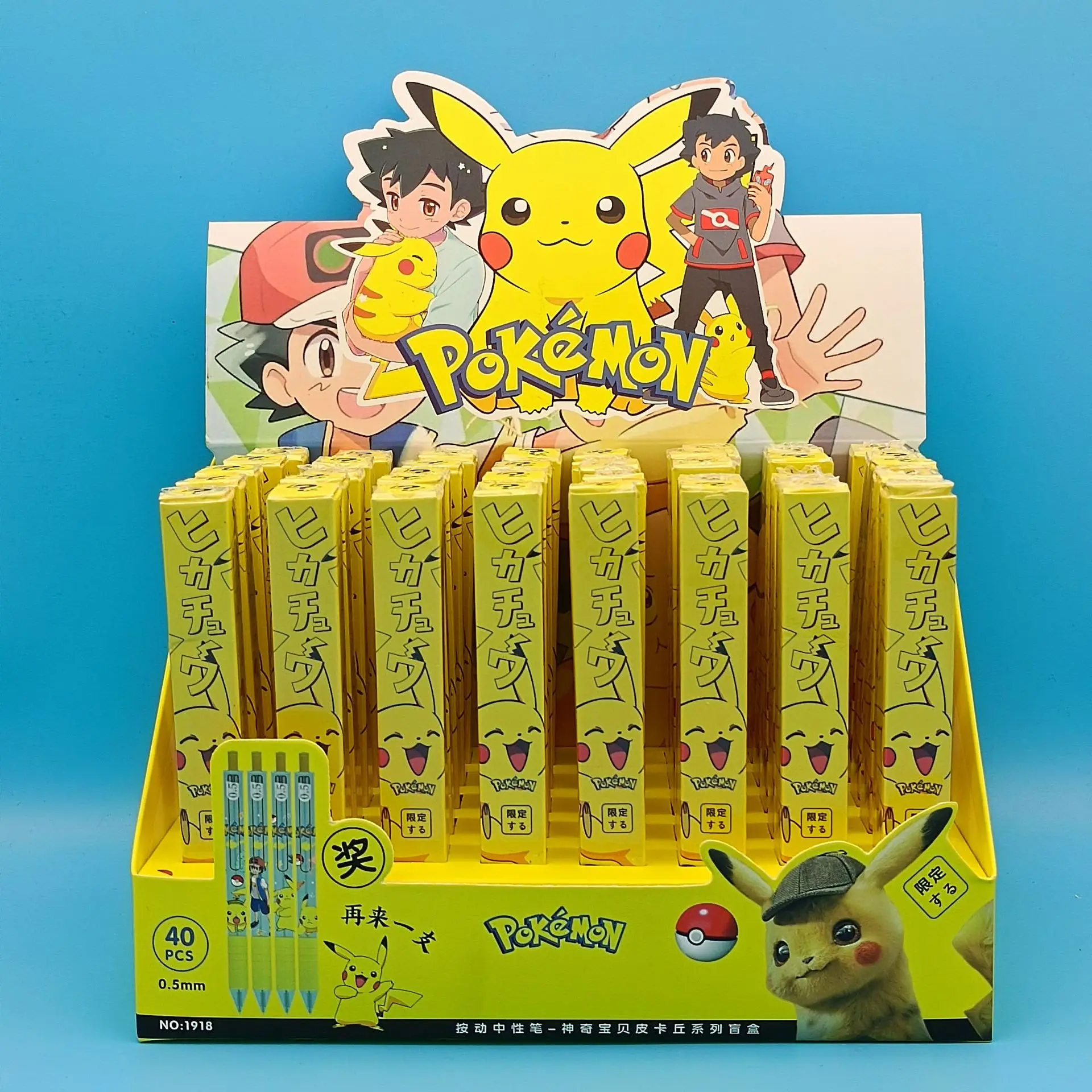 

40pcs/full box Kawaii Pokemon Anime Cartoon series Pikachu Blind Box Pen Press Gel Pen Cartoon Cute Student Stationery Gift