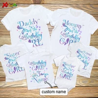 mermaid birthday family shirt for girl party matching clothes outfit kids clothes baby jumpsuit personalized name tshirt outfit