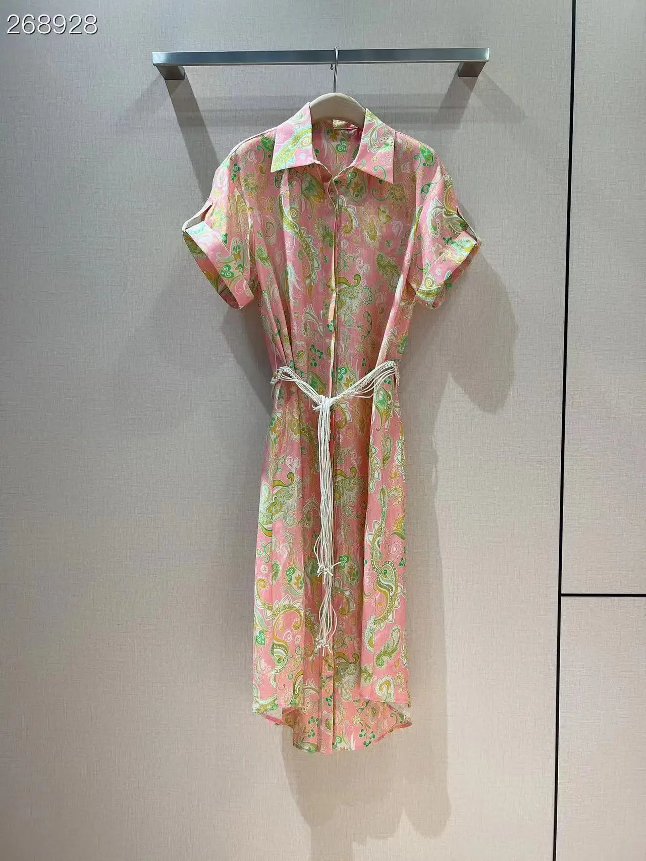 Fyion High 100% Linen Women's Shirt Dress Fashion Runway Flowers Print Single Breasted Belt Holiday Loose Dress Summer 2022 New