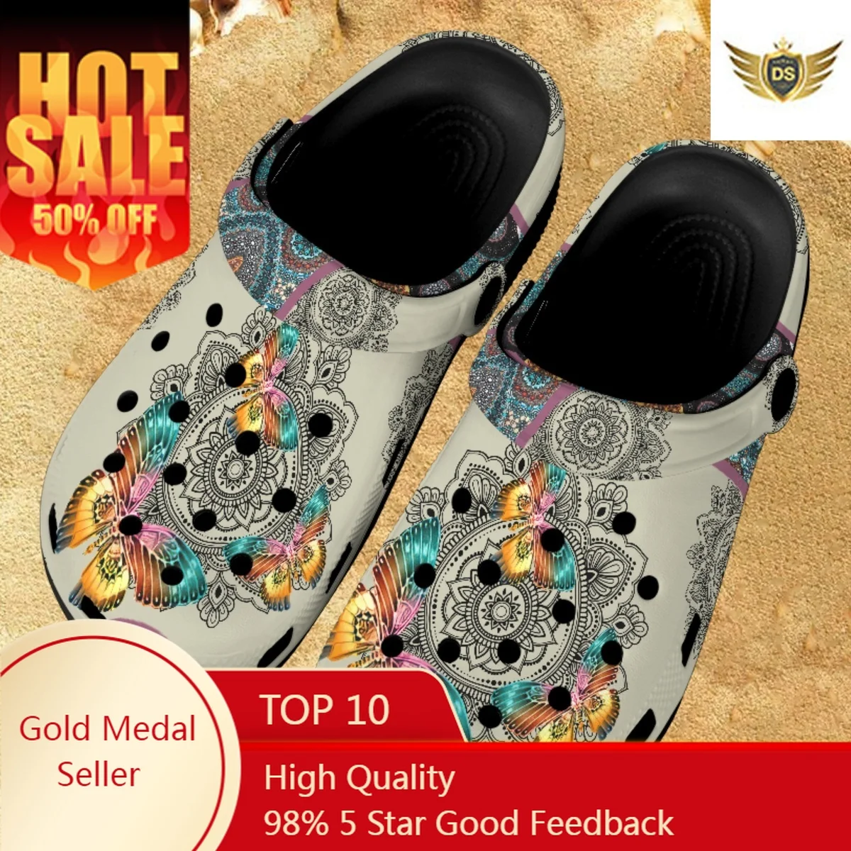 

Mandala Designer Casual Garden Flat Shoes Breathable Non-slip Indoor Slippers Summer Comfortable Home Couple Sandals Chinelos