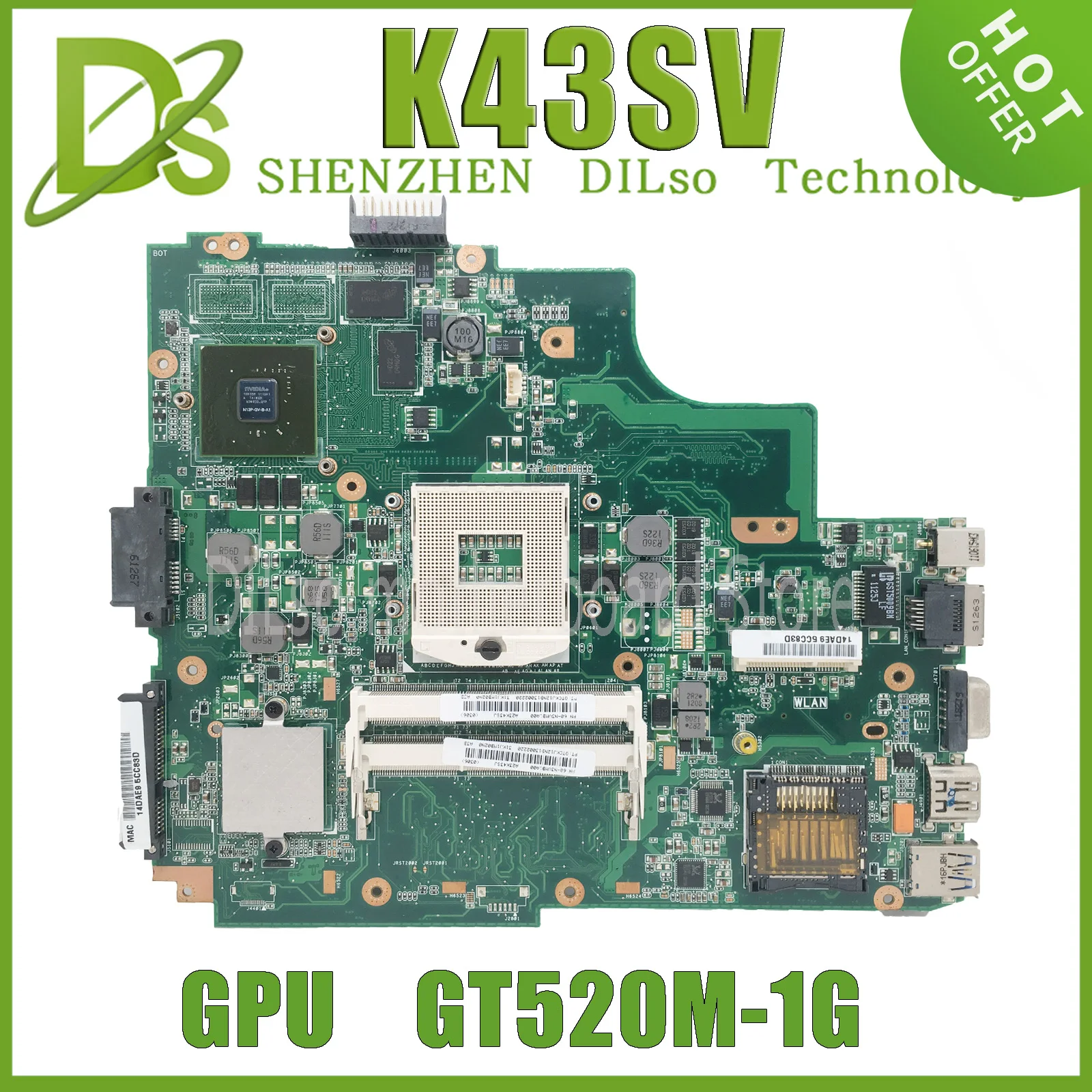 KEFU K43SV материнская плата GT520M GT540M REV2.2 2,0 3,0 4,1 для ASUS A43S K43SJ материнская плата для ноутбука 100% тест