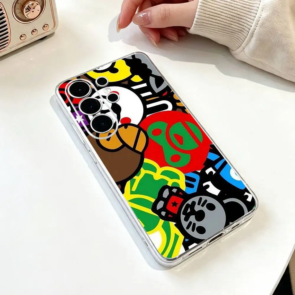 Фото Чехол для телефона в стиле стритвир с принтом Monkey Bape для Samsung S25, S24, S21, S22, S23, S30, Ultra, S20, Plus, FE, прозрачный №3