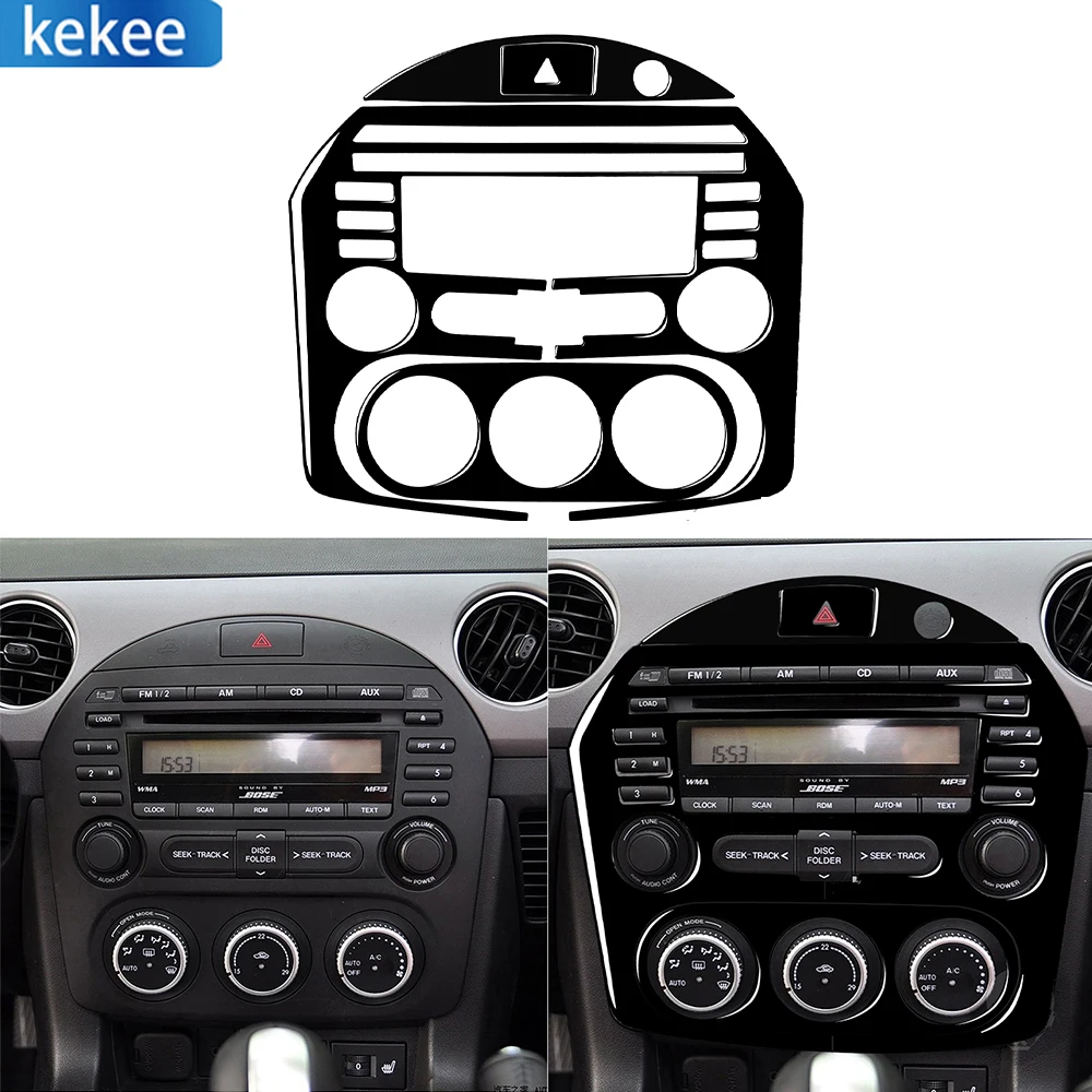 

For Mazda MX5 Miata 2009-2015 Piano Black Car Central Emergency Button CD Air Conditioning Control Panel Accessories Stickers