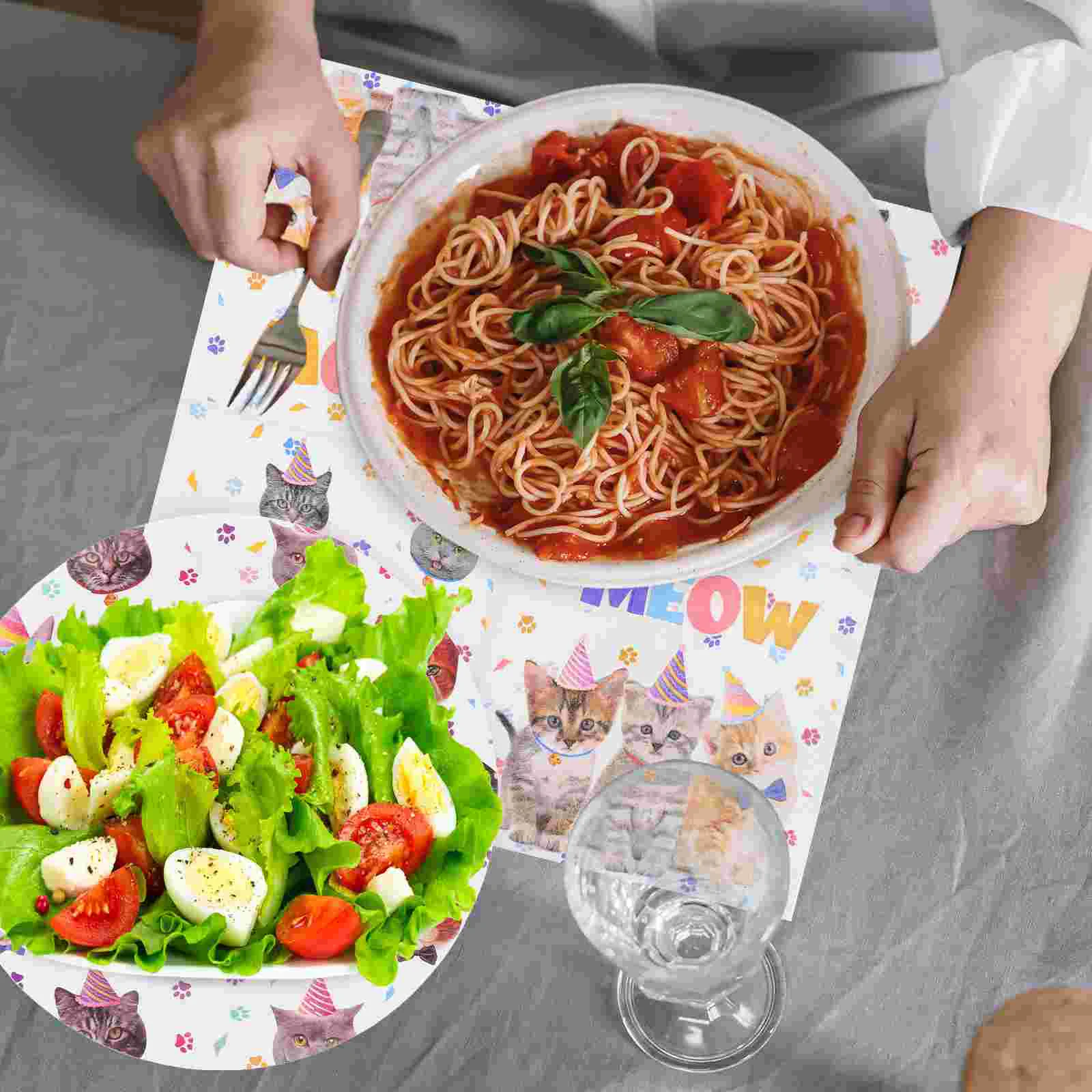 Товары для дня рождения на тему кошки бумажные тарелки украшение котенка посуда +