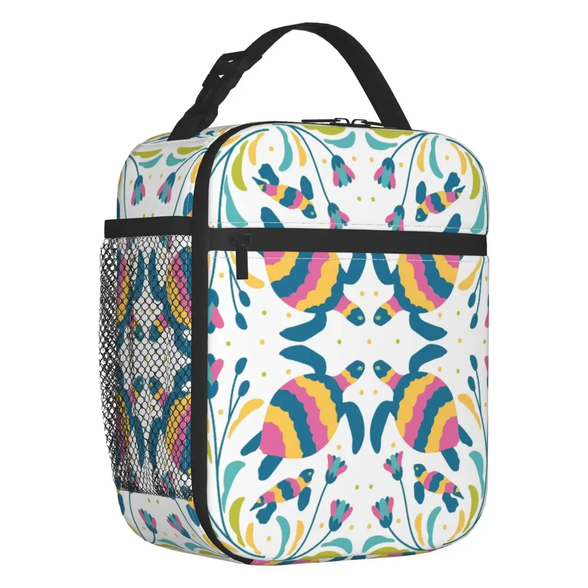 Мексиканские вышитые черепахи Otomi изолированные ланч-сумки с цветочным рисунком