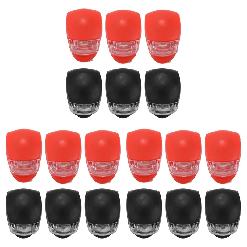 

Силиконовая велосипедная лампа, набор из 18 светодиодных фонарей для велосипеда (9X LED White & 9X LED Red светильник), фонарик, светильник Пышка