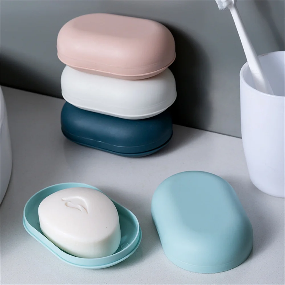 

Soap Dish With Lid Oval Soap Box Super Sealed Storage Box Waterproof Travel Home Bathroom Soap Storage Box Plastic Soap Box New