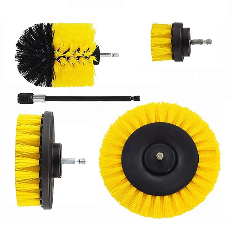 5 /3Pcs Electric Drill-Brush Kit Power Scrubber Brush For Carpet Bathroom Surface Tub Furniture Shower Tile Tires Cleaning Tools