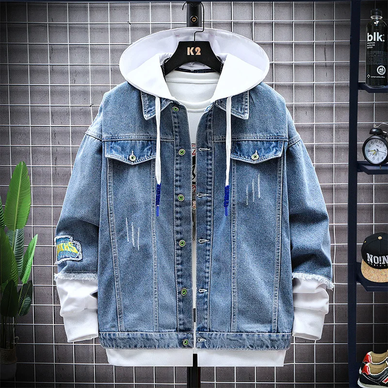 

Janpan Style Bigger Pocket 2022 Spring Autumn Denim Blue Jeans Jacket For Men'S Streetwear Bomber Clothes Plus OverSize 7XL 8XL