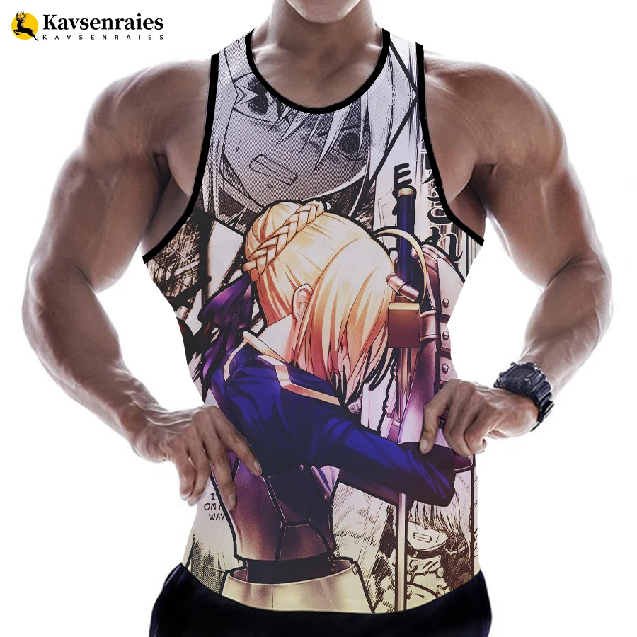 

Майка мужская с 3D рисунком из мультфильма Fate/stay Night, модная повседневная тенниска в стиле Харадзюку, уличная одежда, лето