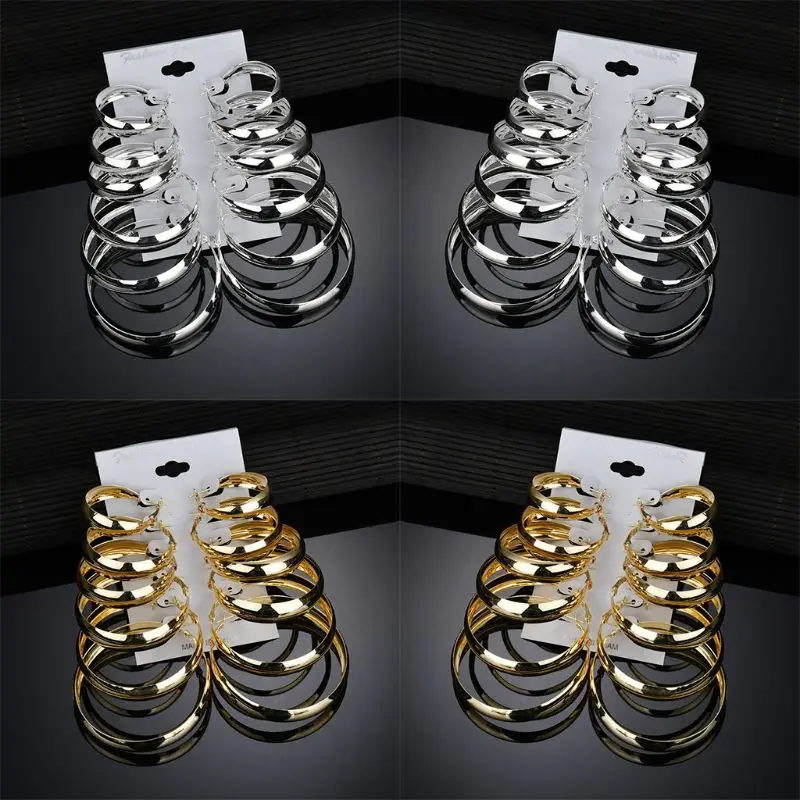 

6 Pairs for Creative Alloy Earrings Vintage Ear Rings Simple Elegant