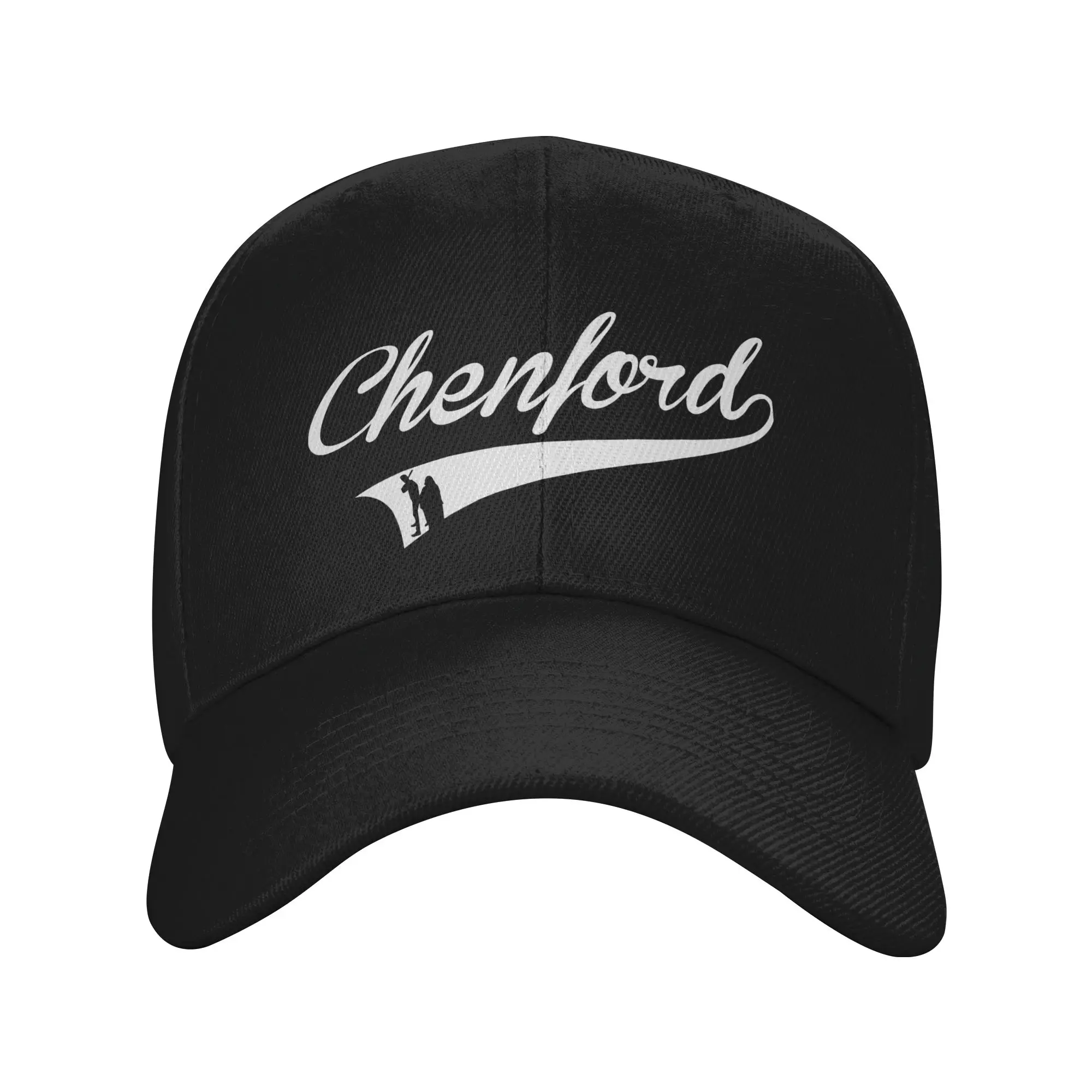 Фото Модная бейсболка Chenford (белый текст) с изогнутым козырьком для защиты лица без макияжа, солнцезащитная кепка №1