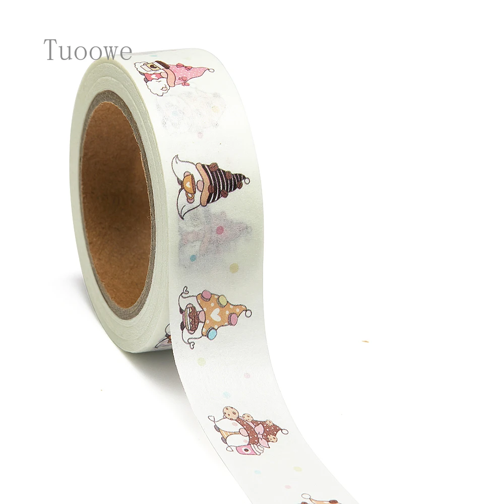 

NEW 1PC 15mm x 10m Coffee Gnome with Sweet Cookie Cartoon Washi Tape Scrapbook Masking Adhesive Washi Tape Stationery