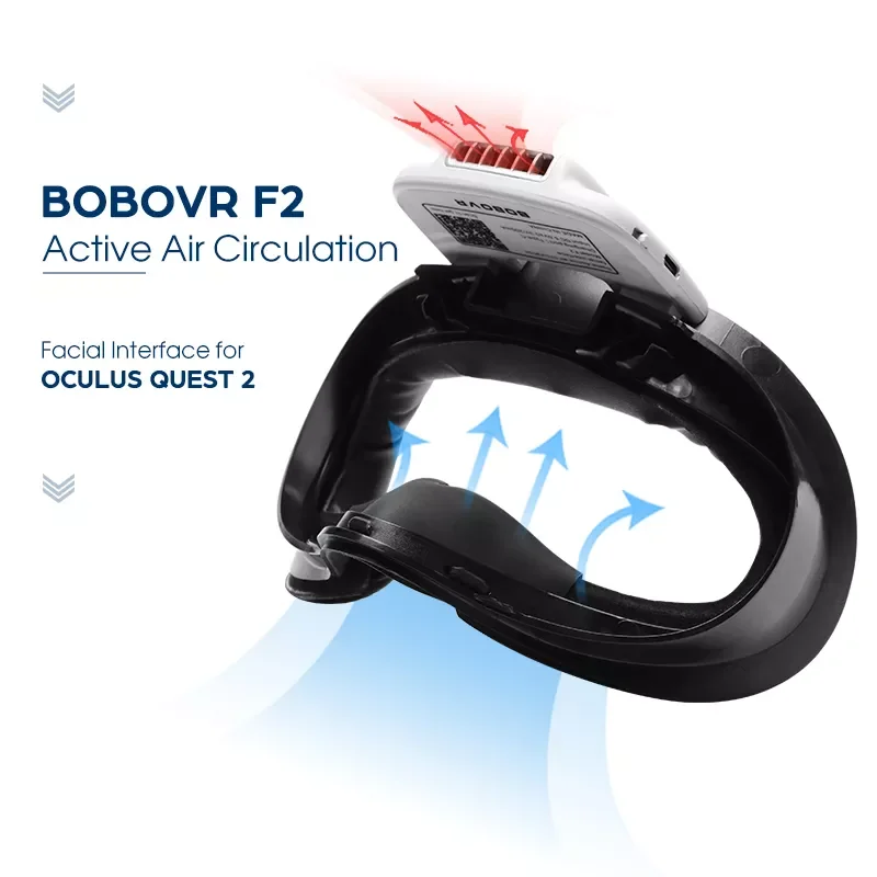 

2023New F2 for Oculus Quest2 Active Air Fan No Fog Facial Interface Face Pad Relieve Fogging M2 Pro Strap B2 Battery Pack C2 Cas