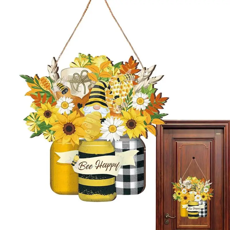 

Дверной знак в виде пчелы, счастливая желтая пчела, знак приветствия, Навесное весеннее украшение, согревающие подарки для дома, новый цветок, гном, дверной Декор