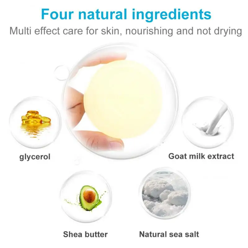 

Sea Salt Soap Facial Cleaner Pimple Acne Remover Opens Pores Face Whitening Facial Wash Soap Goat Milk Skin Care Soap Base