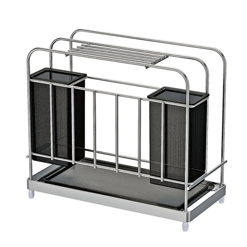 

304 Stainless Steel Stand 3 In 1 Kitchen Organizer Rack Knife Holder Cutlery Holder Cutting Board Organizer