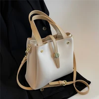 summer short handle bucket tote handbags for women 2022 trend fashion brand designer simple soft ladies shoulder crossbody bags