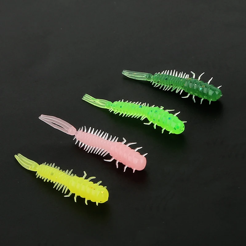 Ardea Shad Worm Lures 30/60pcs Mini lure set 43mm0.4g Soft silicone bait Artificial larva Rubber Baits Wobblers Bass Leurre