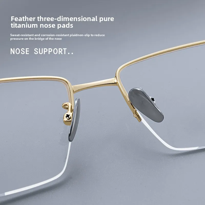 Оправа для очков из чистого титана бизнеса Сверхлегкие полупрозрачные очки без