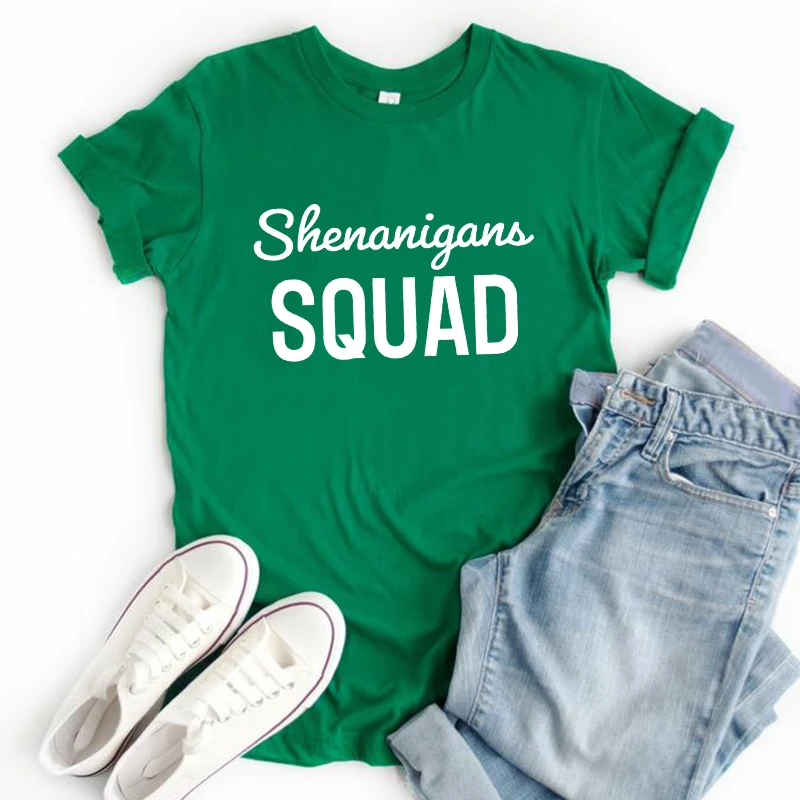 

Shenanigans Squad Shirt Saint Patty Day Lucky Shirts Women Shamrock Tee Ireland Shirt Matching St Patricks Day Clothing Women M