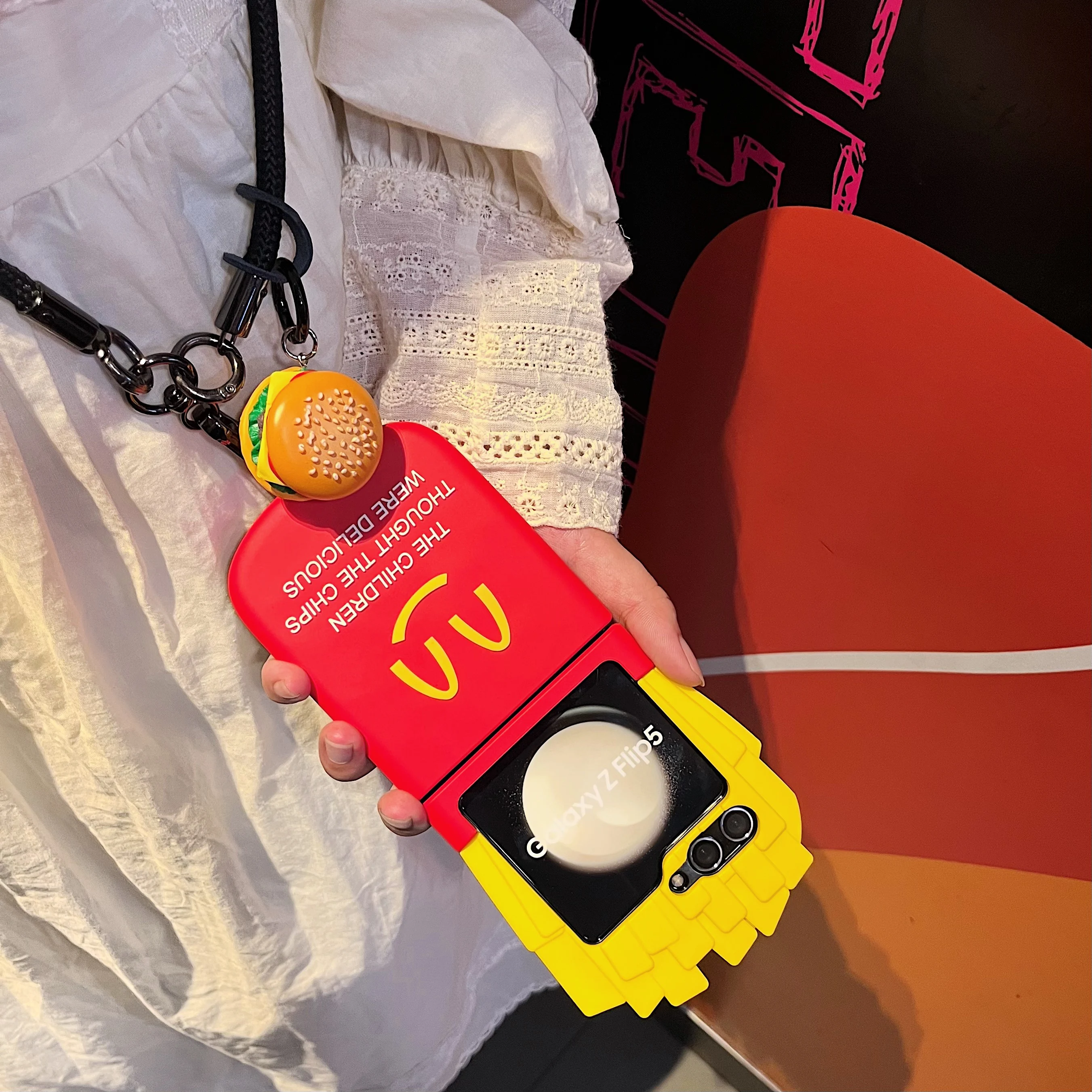 3D милый чехол для телефона с картофелем фри ремешок Samsung Galaxy Z Флип 5 4 3 Flip5 Flip4