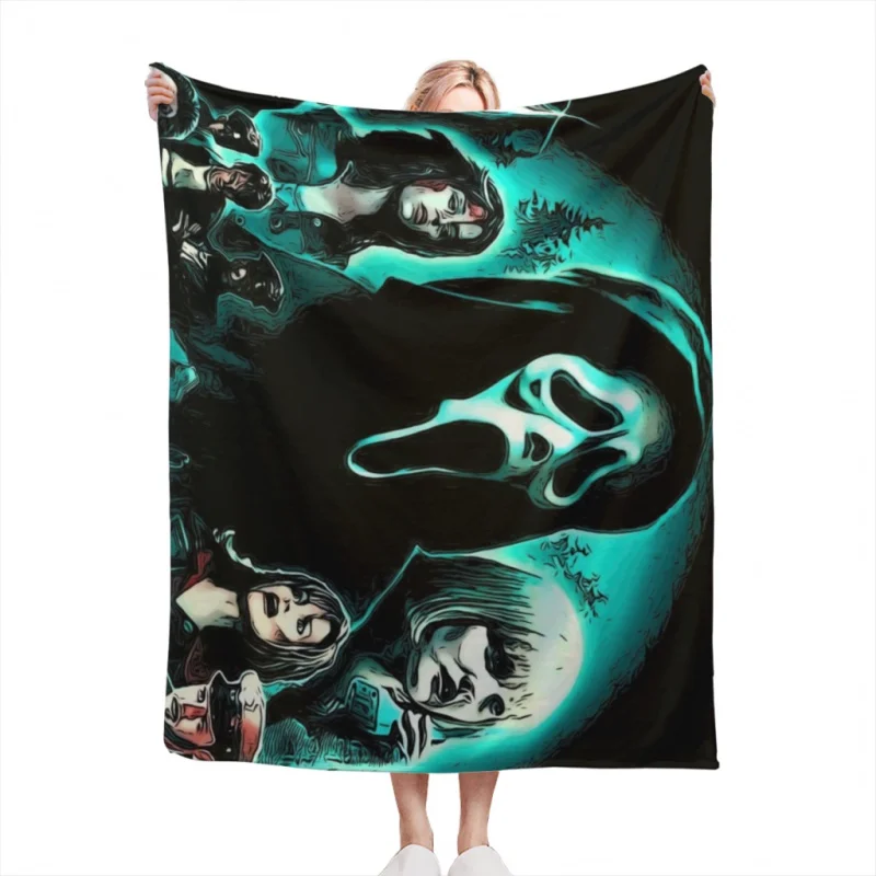 

Scream Movie Throw Blankets Soft Velvet Blanket Camping Bedding Blanket Cold Cinema or Travel
