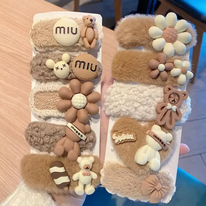 

Winter Coffee Cartoon Princess Hairpins Women Kid Girls Hair Clip Barrettes Accessories for Children Bear Hairclip Headdress