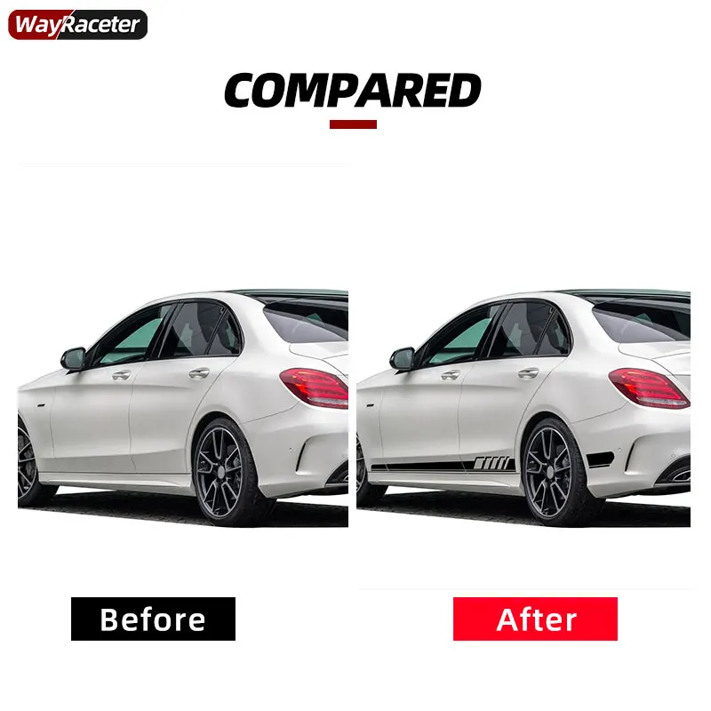 Наклейка на юбку с одной дверью и боковыми полосками для Mercedes Benz W205 C63 AMG C Class Coupe C205