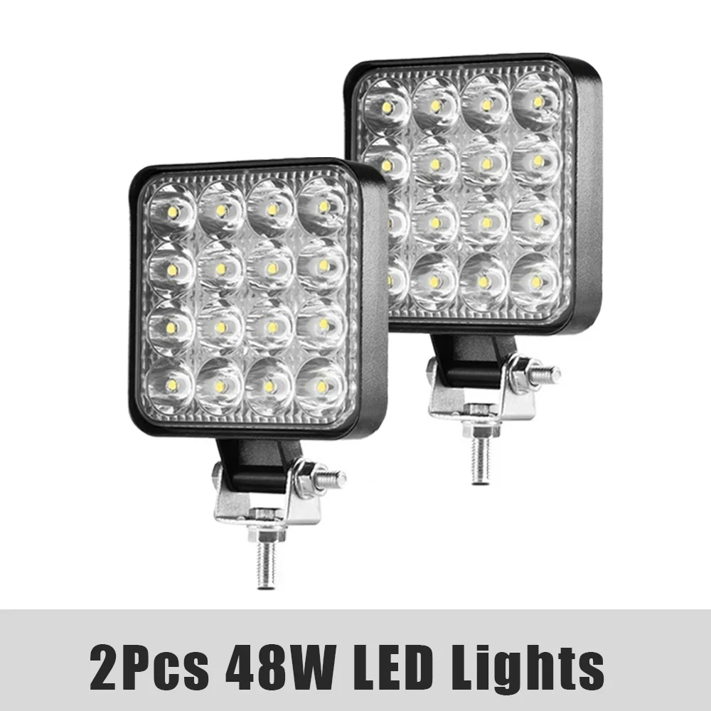 

8/6/4/2 шт. мини-светодиодный рабочий светильник квадратный прожектор 48 Вт автомобильная фара для грузовика внедорожная противотуманная фара 12/24 В рабочие фары с ночным приводом