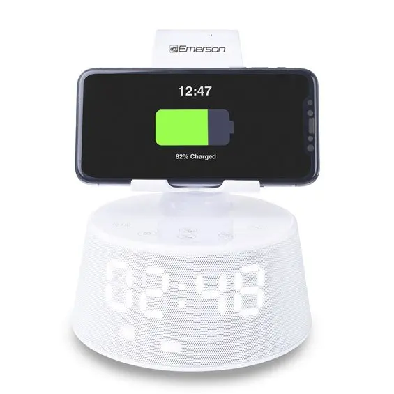 

Fantastic Wireless Charging Docking Station with Adjustable Arm, Bluetooth Speaker, and Hands-Free Calling Capability.