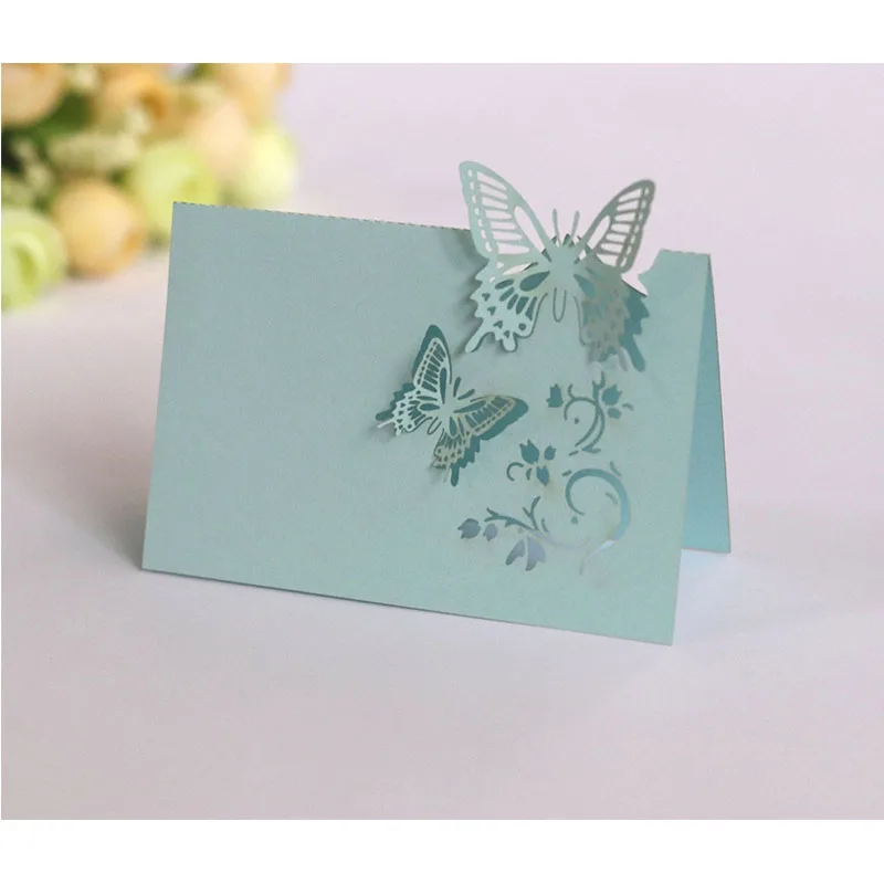 

100/200PCS Paper White Elegant Table Card Hollow Butterfly Seat Card Table Namecard Table Cards Place Cards Wedding Banquet