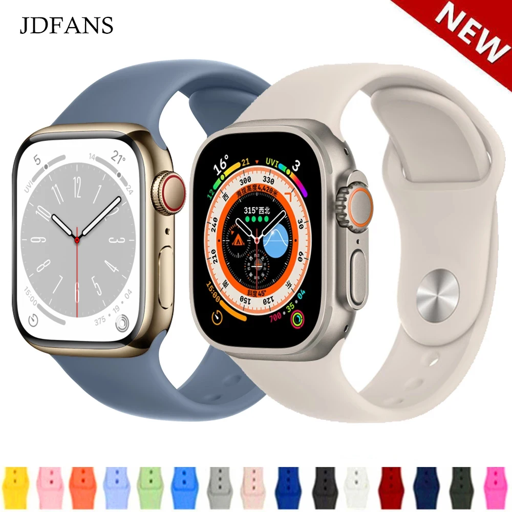 

Silicone Strap For Apple Watch Band 45mm 44mm 49mm 41mm 40mm 42mm 38mm 44 45 mm bracelet iwatch Ultra series 7 se 3 4 5 6 8 band