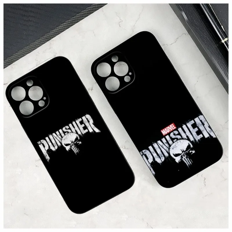 

Cool Punisher Skull Phone Case For Iphone14 12 11 Pro Max Mini X XR XS 7 8 14 Max SE 2020 Soft Phone Covers