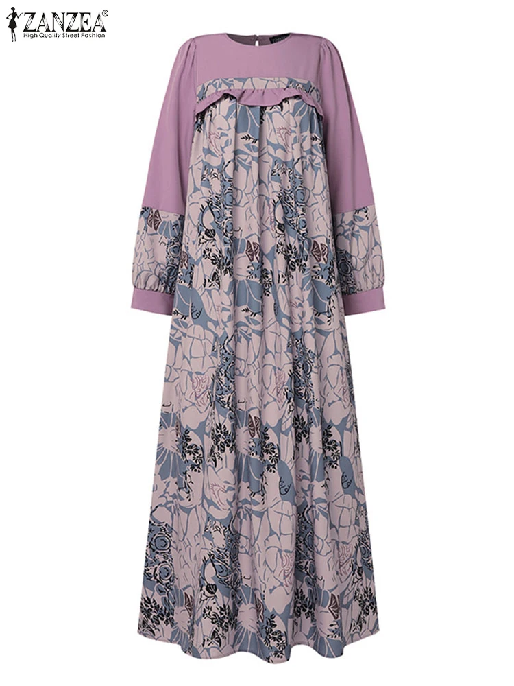 Осеннее элегантное мусульманское платье ZANZEA с длинным рукавом хиджаб сарафан