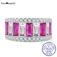 shipei vintage 100 925 sterling silver created moissanite ruby sapphire gemstone party luxury ring for women fine jewelry gifts
