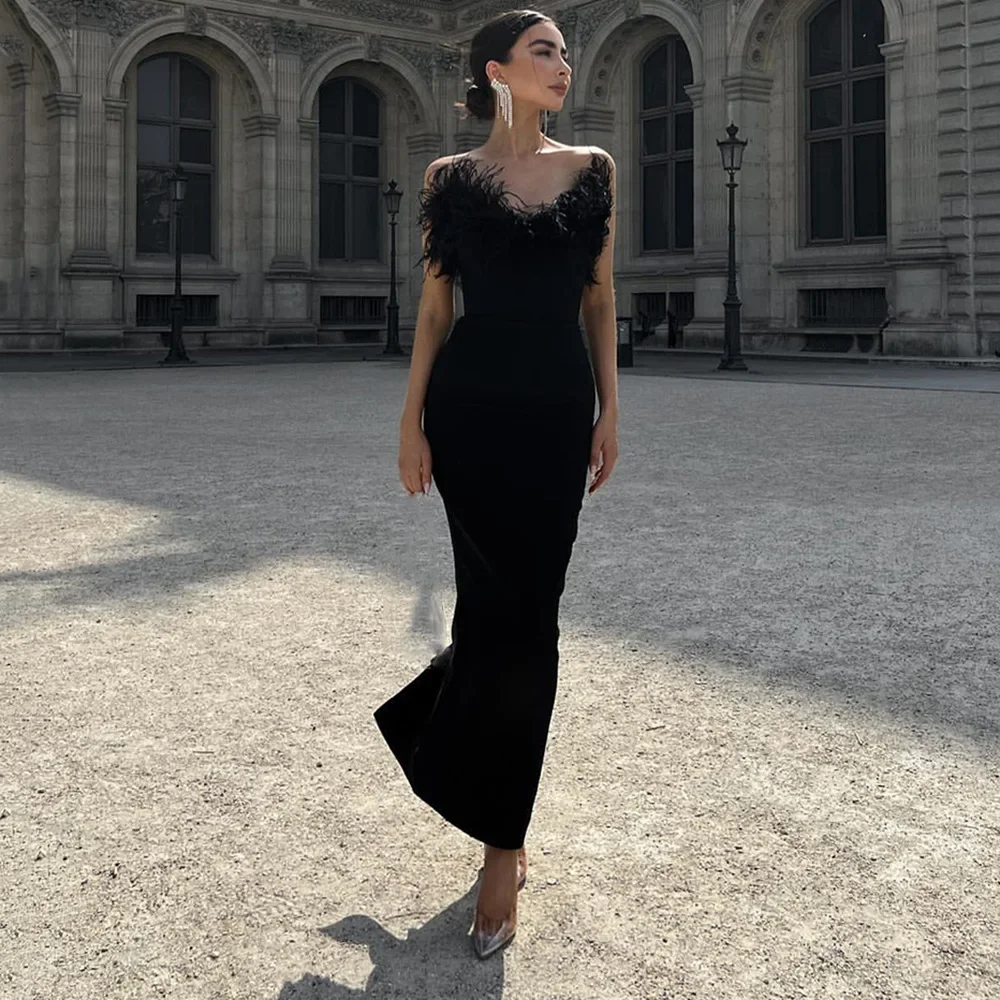 

Женское Бандажное платье SuperAen, элегантное модное вечерние платье без рукавов с перьями в европейском и американском стиле