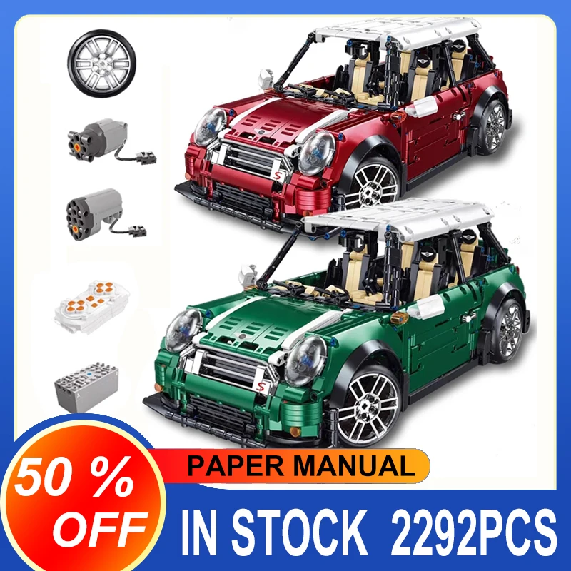 

T5025 High-Tech MOC MINI Cooper Car Model lectroplated Metallic Building Block Brick Fit 10242 Educational Toys Kids Gift