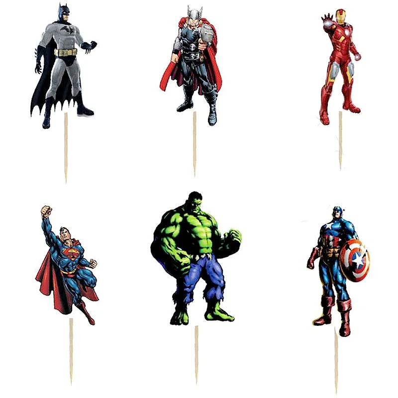 

24pcs The Hero Party Cupcake Cake Toppers Picks Kids boy Birthday Party Supplies Wedding Decorations Disney Avengers