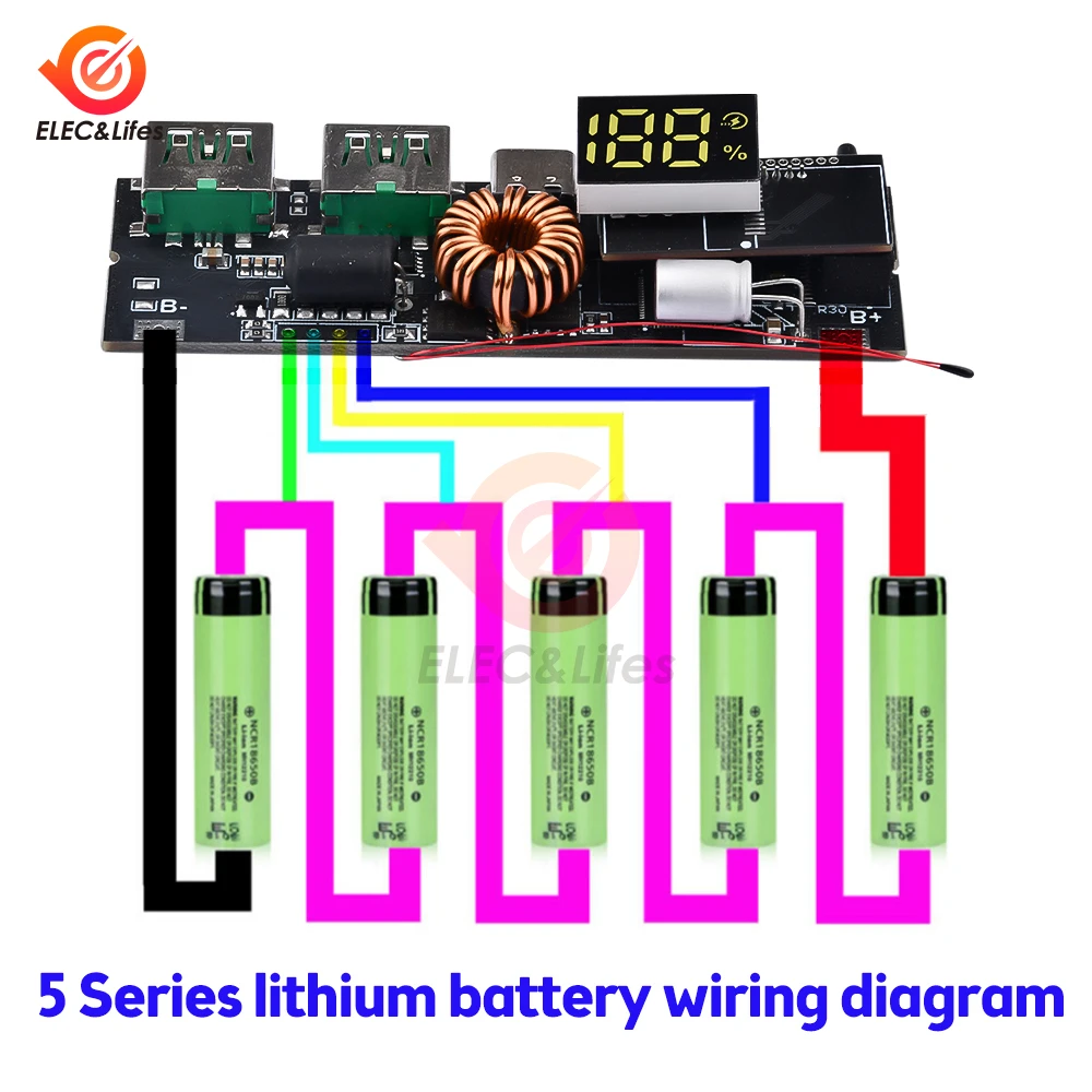

Внешний аккумулятор Aideepen LED Dual USB PD
